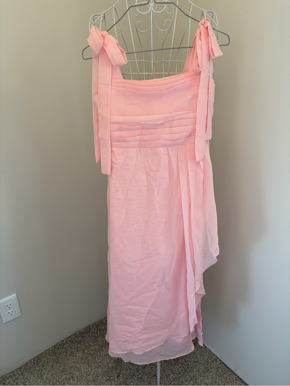 NWOT- Girls' Pink Tie-Shoulder Chiffon Formal Dress